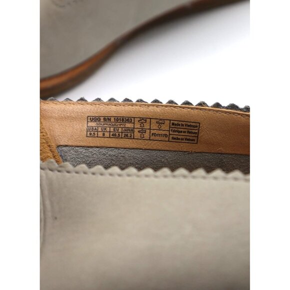 Ugg Leather Slip-On Flats Women Size 9.5 Beige Scalloped Edge Casual Shoes - Picture 5 of 6